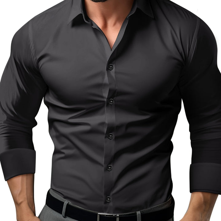 Drune | Slim Fit Einfarbiges Baumwollhemd