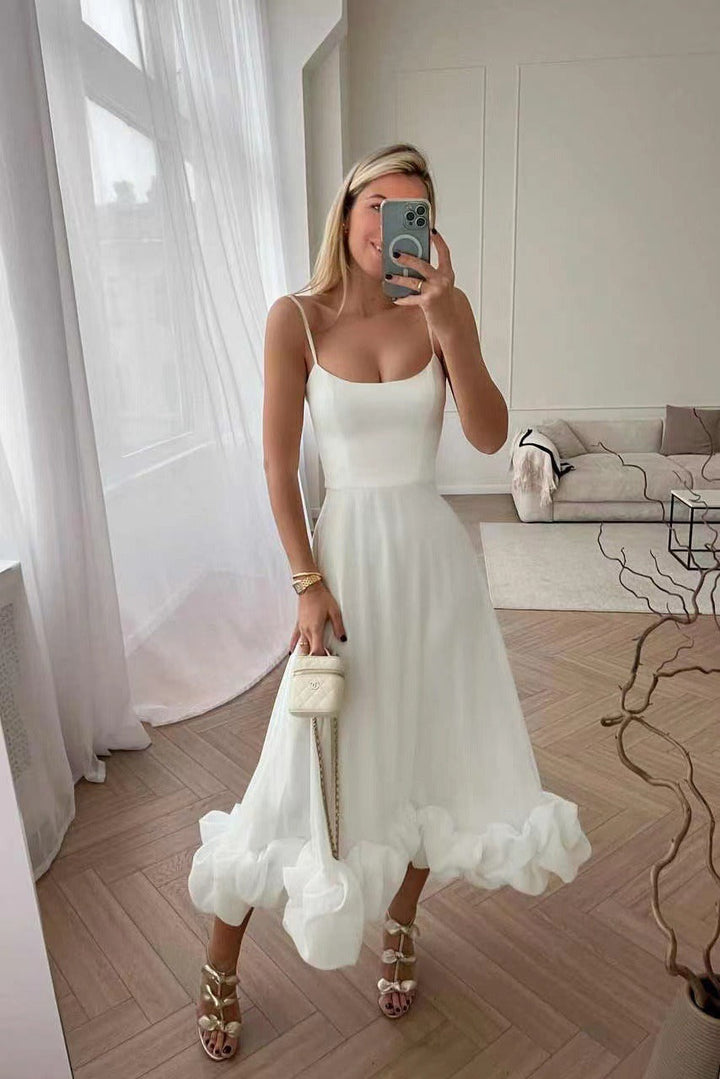 Drune | Elegantes Maxikleid mit Gerafftem Saum für Damen