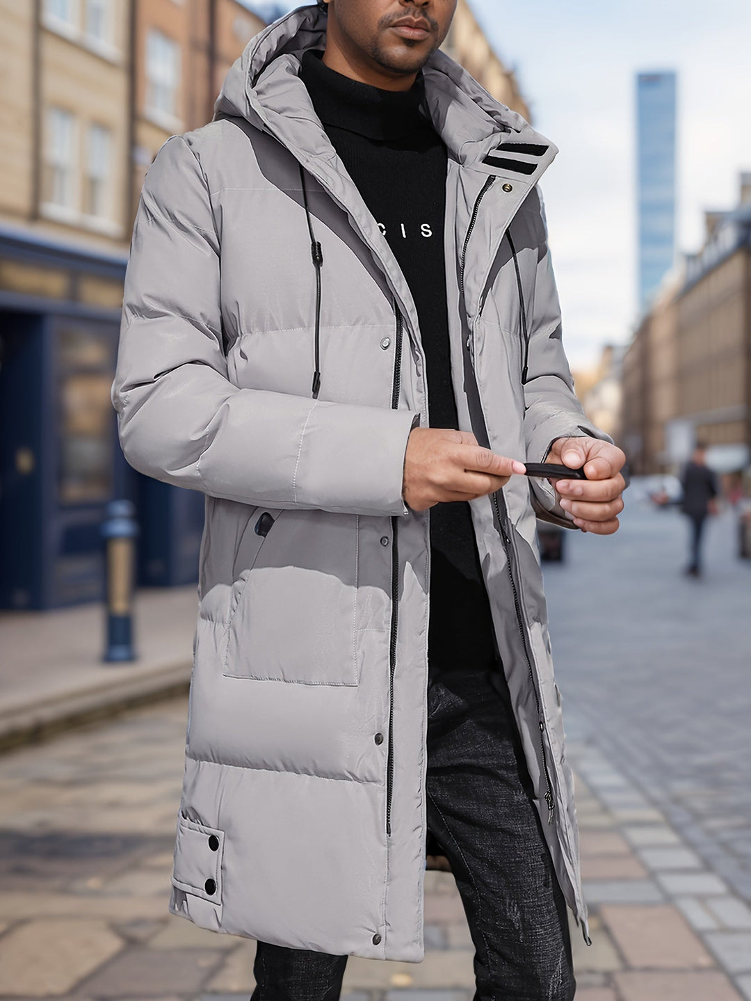 Drune | Schwarze gepolsterte Winterjacke mit Kapuze für Herren - Perfekt für Outdoor-Aktivitäten