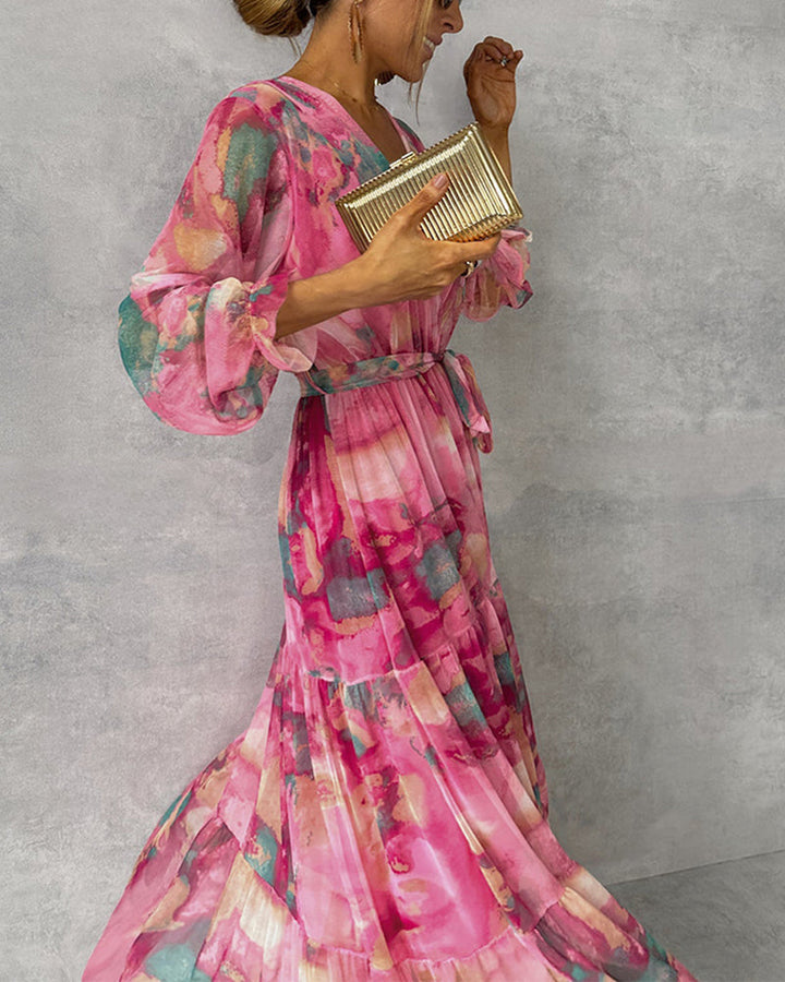 Drune | Elegantes Kleid mit Print und Plissiertem Rock
