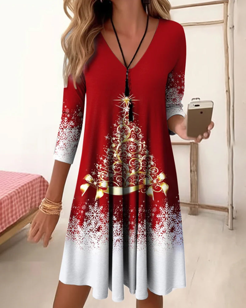 Drune | Stylischer Charme V-Ausschnitt Winterkleid
