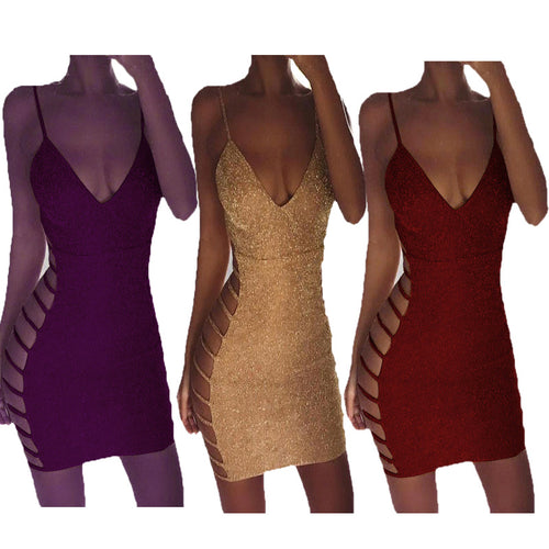 Damen schimmerndes Minikleid mit verführerischen Cut-Out-Details Drune