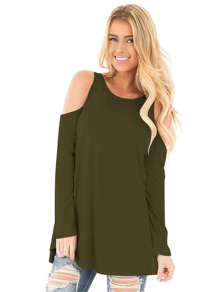 Damen Langarm-Tunika mit Cut-Out-Schultern und weiter Passform Drune