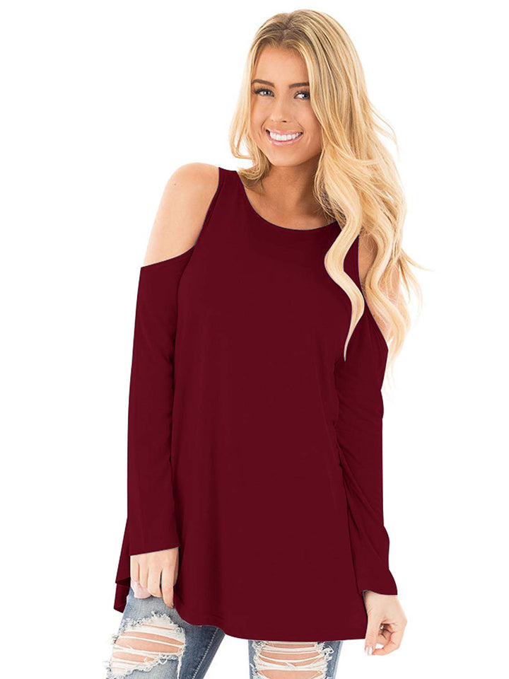 Damen Langarm-Tunika mit Cut-Out-Schultern und weiter Passform Drune