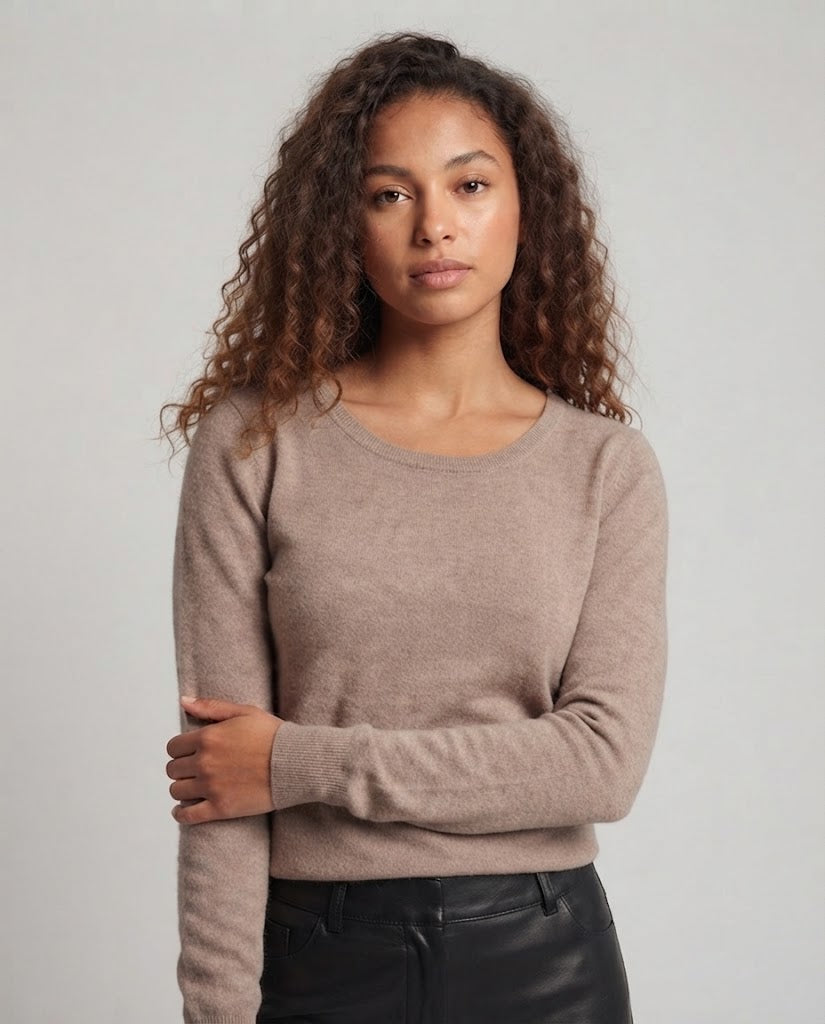 Damen Feiner Rundhalspullover aus Kaschmir‑Mix mit leichtem Stretch und feinem Rippbündchen Drune