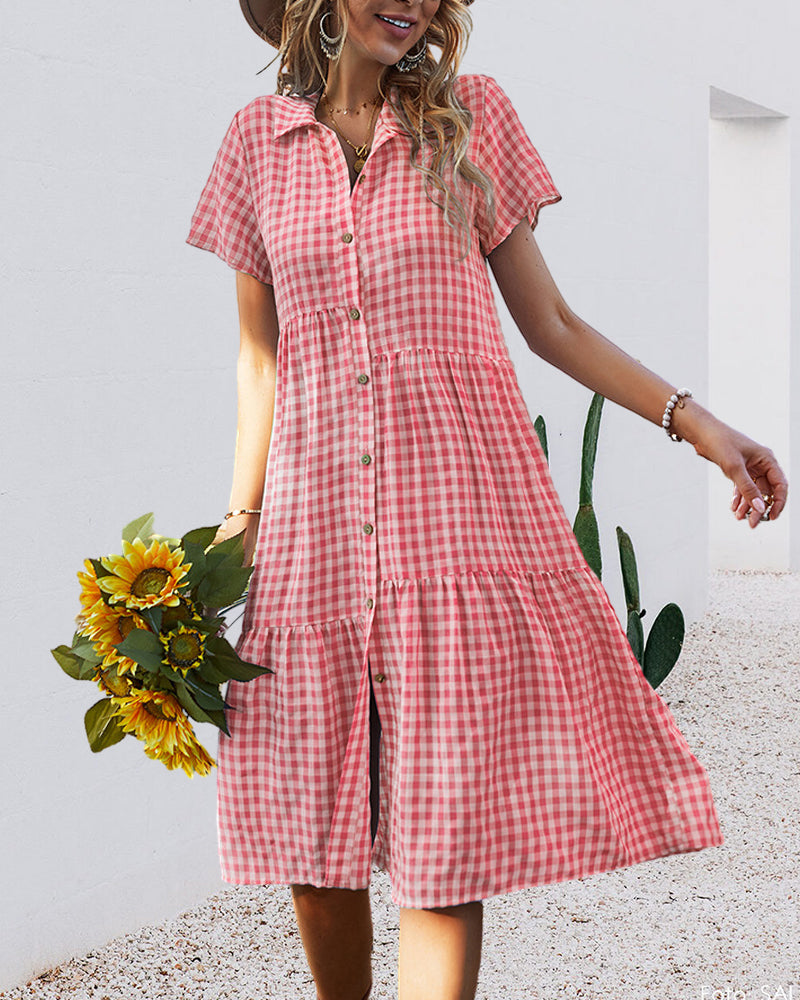 Drune | Lässiges kariertes Hemdkleid