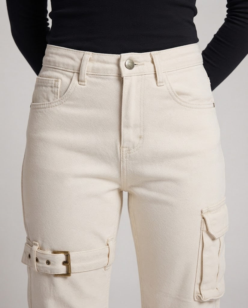 Damen Cargo‑Palazzo‑Hose mit Utility‑Taschen und Beinschnalle Drune