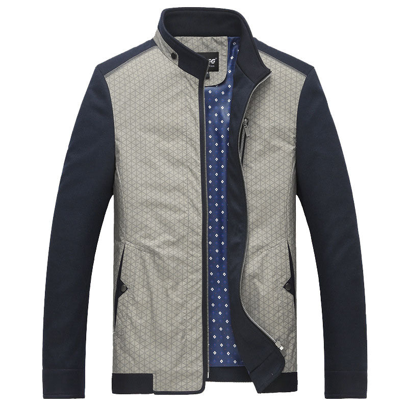Herren Hybrid-Übergangsjacke mit gesteppter Front, Jersey-Ärmeln und Stehkragen Drune