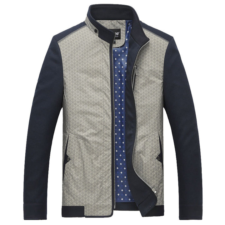 Herren Hybrid-Übergangsjacke mit gesteppter Front, Jersey-Ärmeln und Stehkragen Drune