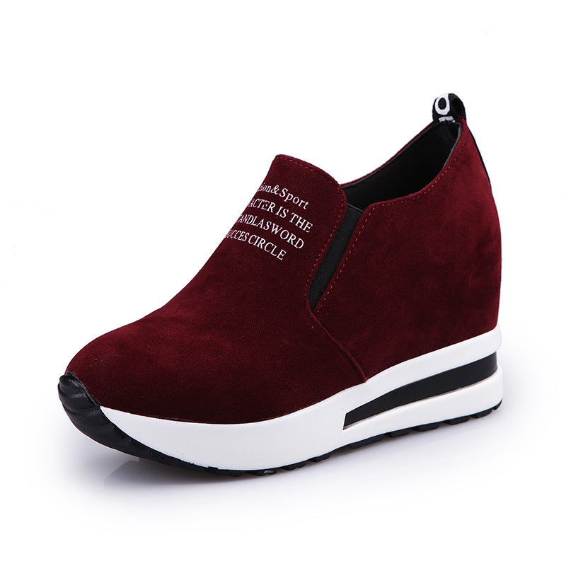 Damen nan Keilabsatz-Sneaker mit Samtoptik und elastischen Einsätzen Drune