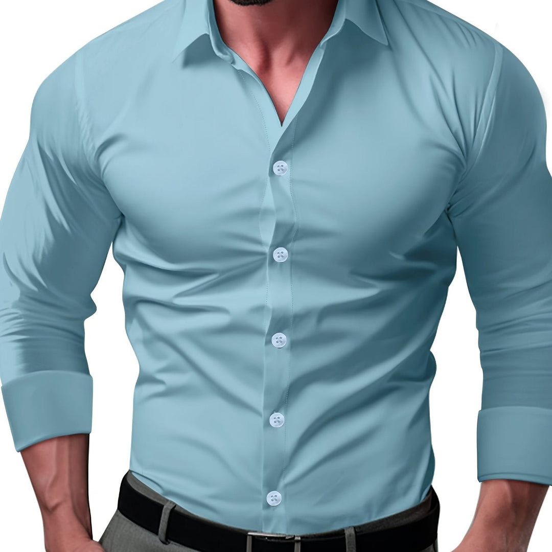 Drune | Slim Fit Einfarbiges Baumwollhemd