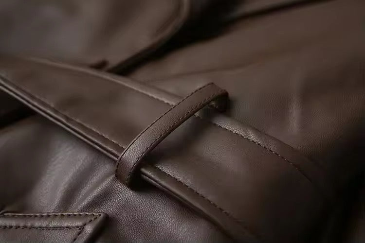 Drune | Eleganter Leder Trenchcoat Herbst Chic