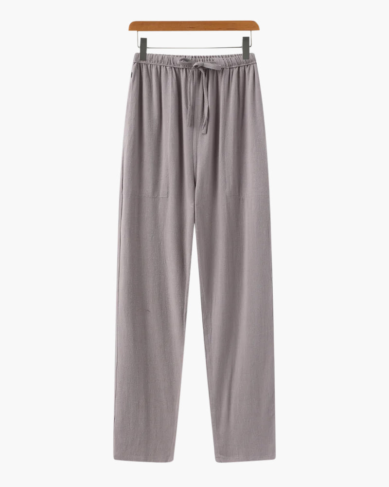 Drune | Leichte Slim Fit Herren Sommer Leinenhose Mit Kordelzug