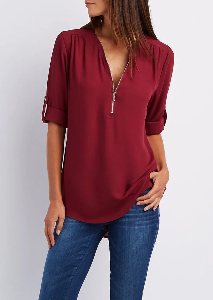 Drune | Chiffonbluse mit Reißverschluss