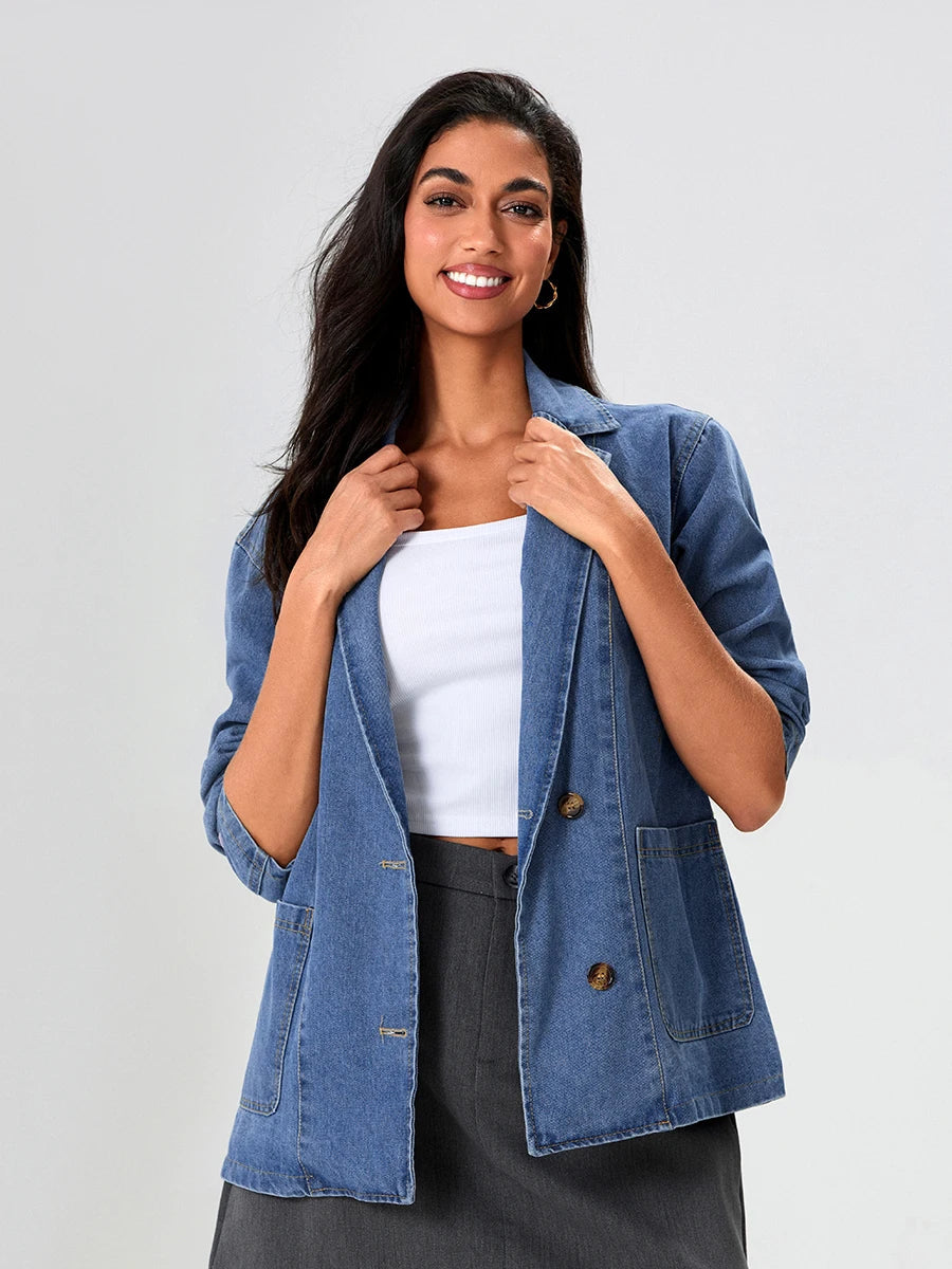 Drune | Denim Blazer mit klassischem Schnitt