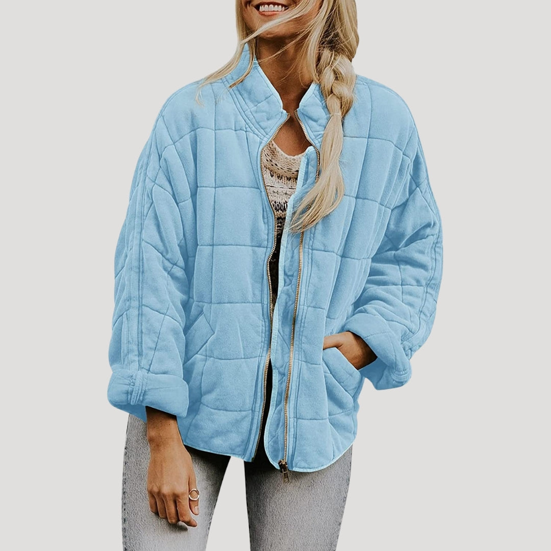Drune | Damen gesteppte oversized Reißverschluss Pufferjacke