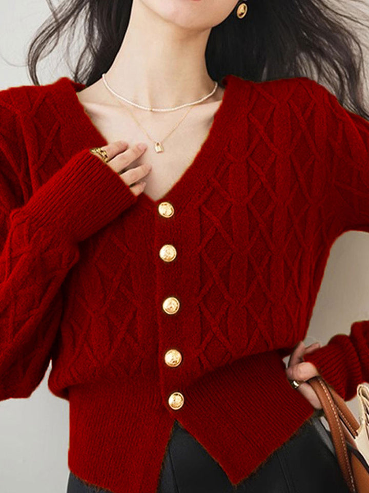 Drune | Vintage Strickjacke mit Kabelmuster