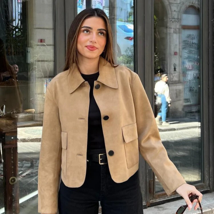Drune | Beige Lederjacke