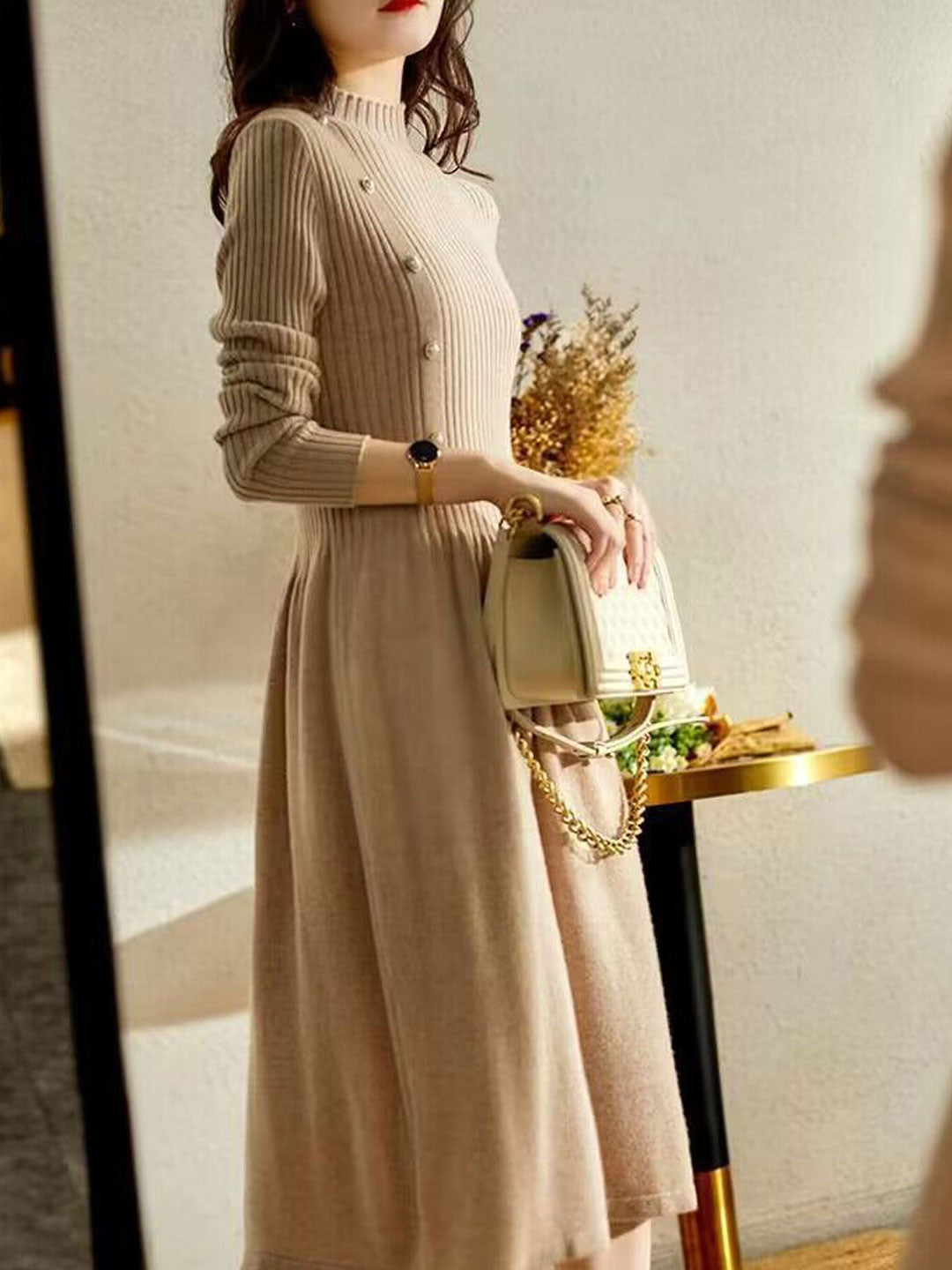 Drune | Kleid - Elegantes Rollkragen Strickkleid