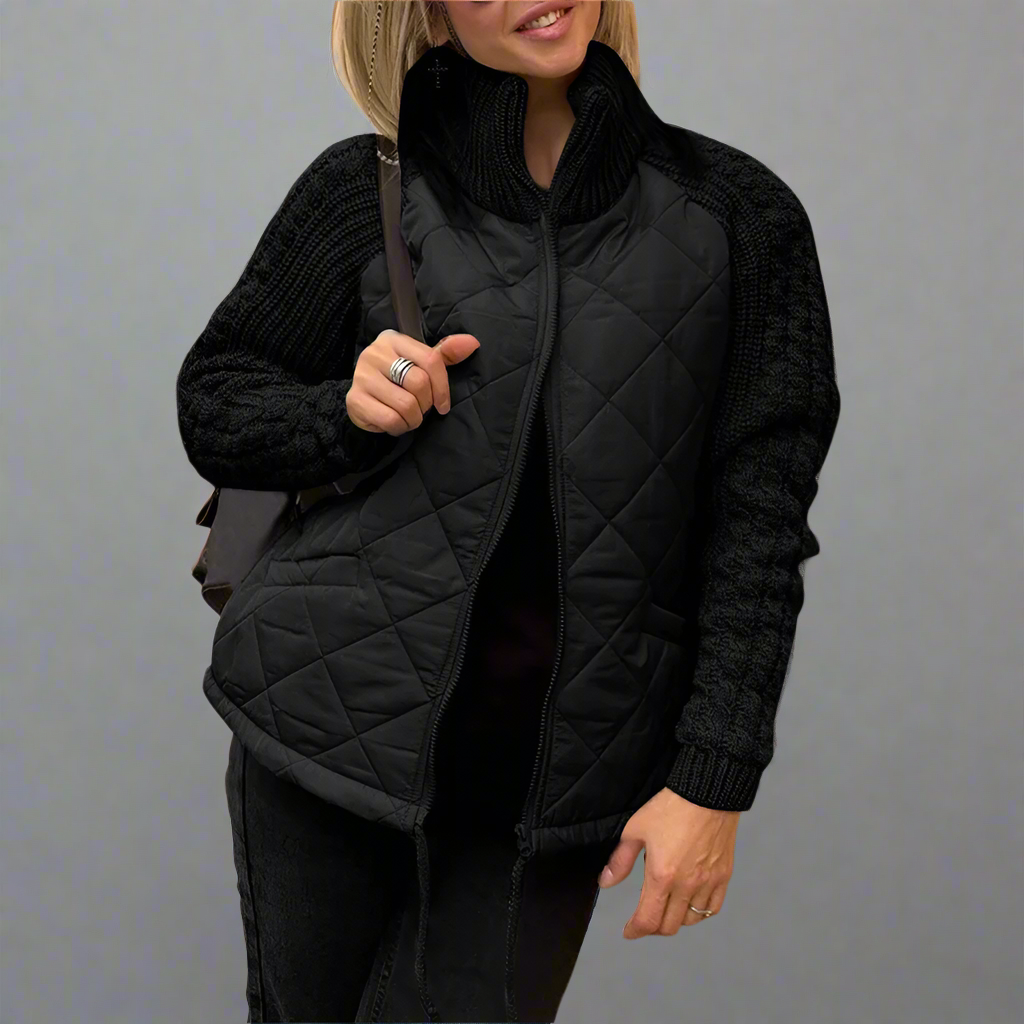 Drune | Damen Gemütliche Gefütterte Jacke Mit Strickärmeln