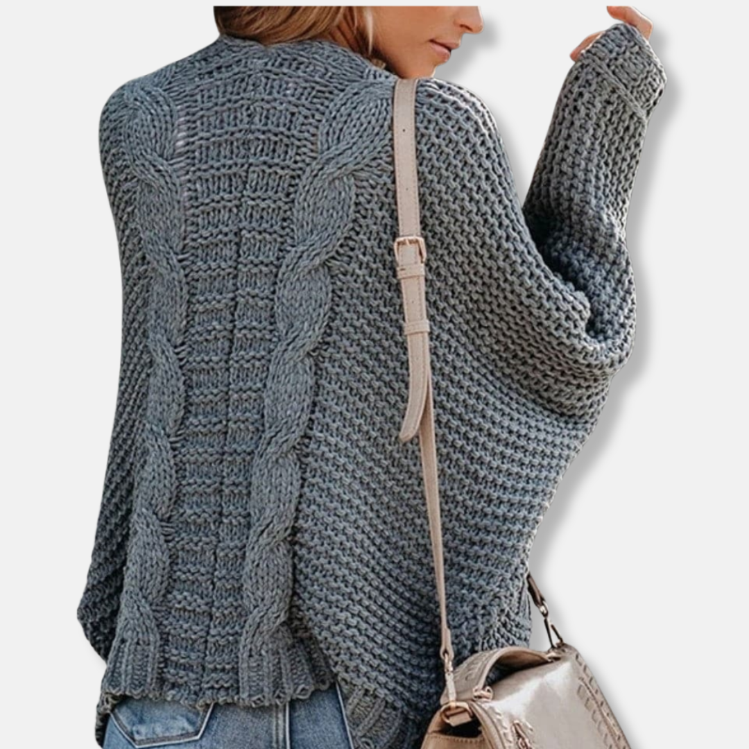Drune | Woll Übergroßer Cardigan - Gerippter Offener Fronttaschen Cardigan