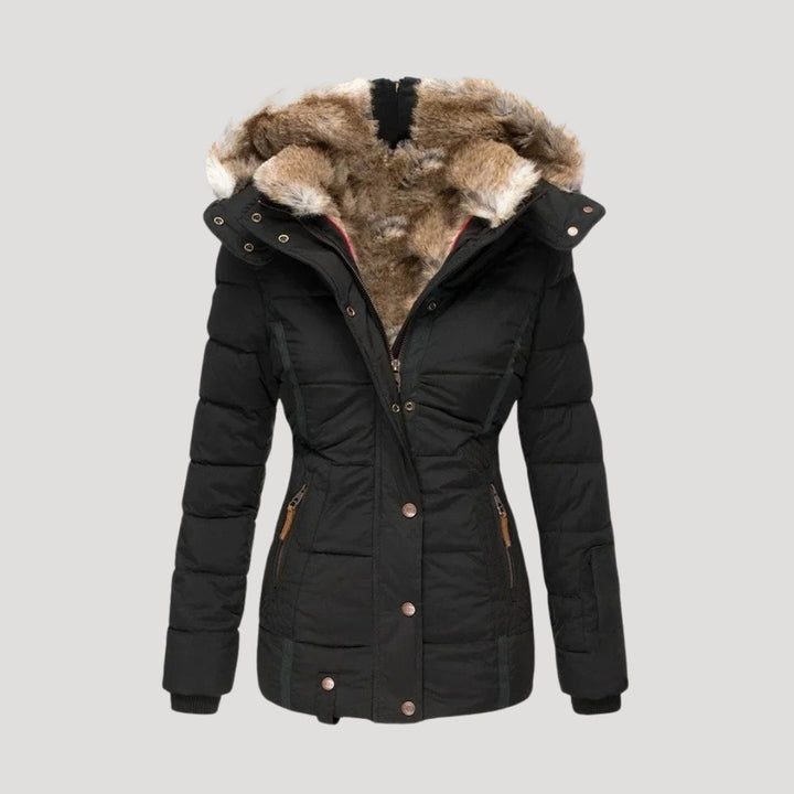 Drune | Damen gepolsterter Wintermantel mit Kunstpelzkragen Jacke
