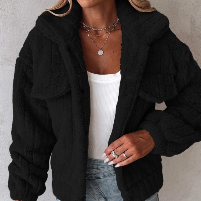 Drune | Damen Kurze Warme Teddyjacke Gemütlicher Stil