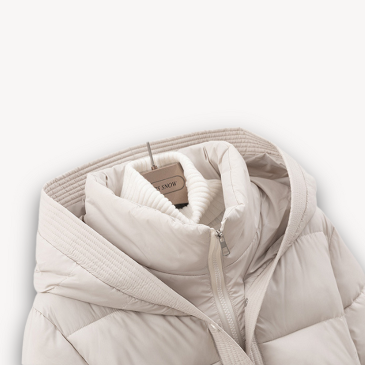 Drune | Damen Pufferjacke mit Kapuze und Gürtel