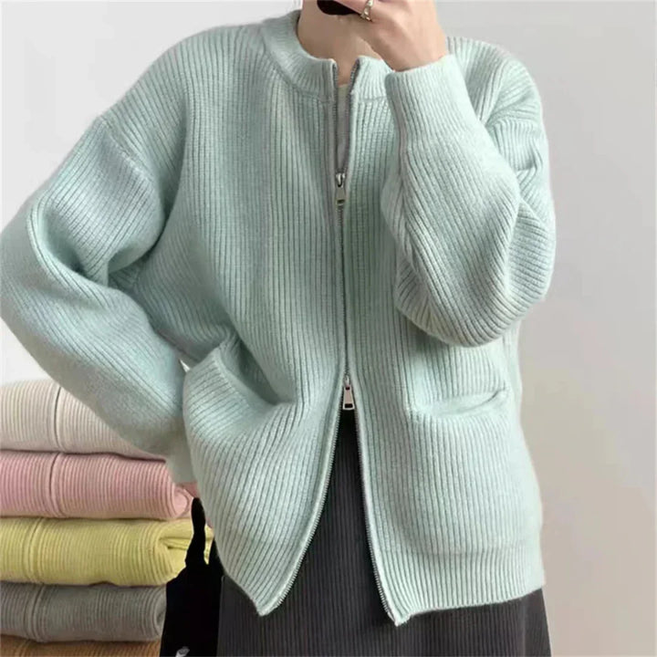 Drune | Strickjacke - Gerippte Textur - Reißverschluss - Oversized Passform - Mit Taschen