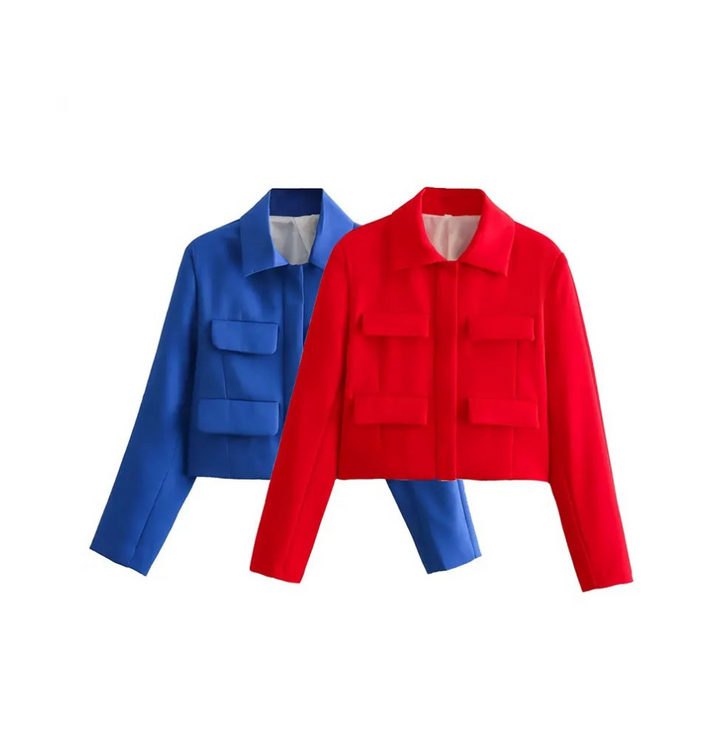 Drune | Bomberjack Damen Kurzjacke mit Vier Fronttaschen und Minimalistischem Design