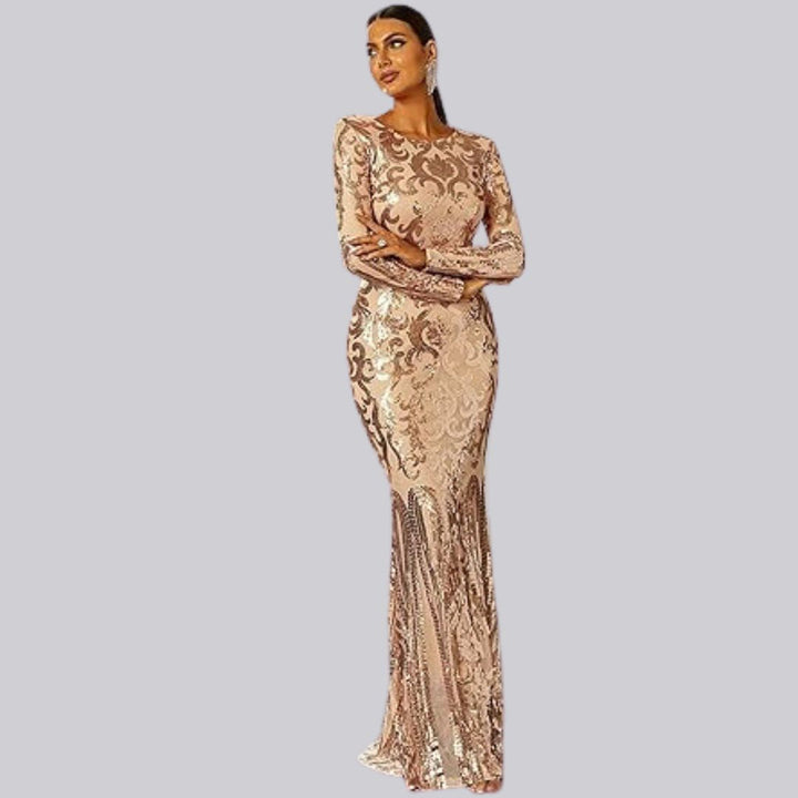 Drune | Abendkleid mit langen Ärmeln und Pailletten