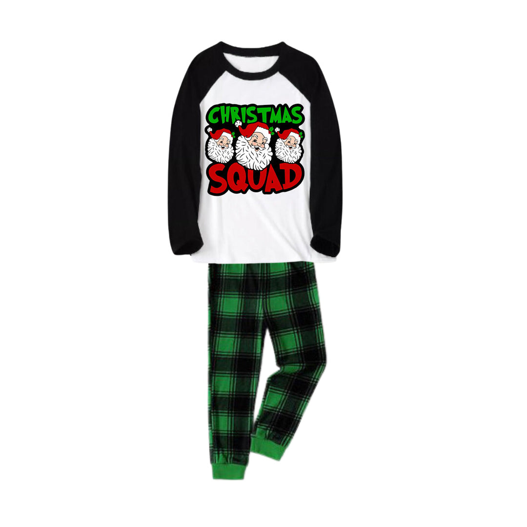 Drune | "Weihnachtsgruppe" und Santa Bedruckte grüne und schwarze karierte Weihnachtsfamilienpyjamas
