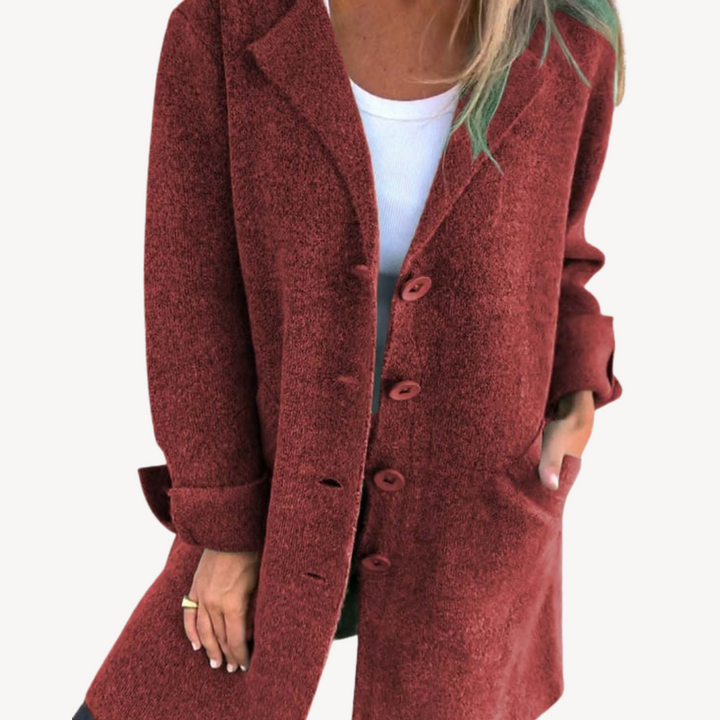 Drune | Frauen Wollmischung Langjacke mit Knopfverschluss