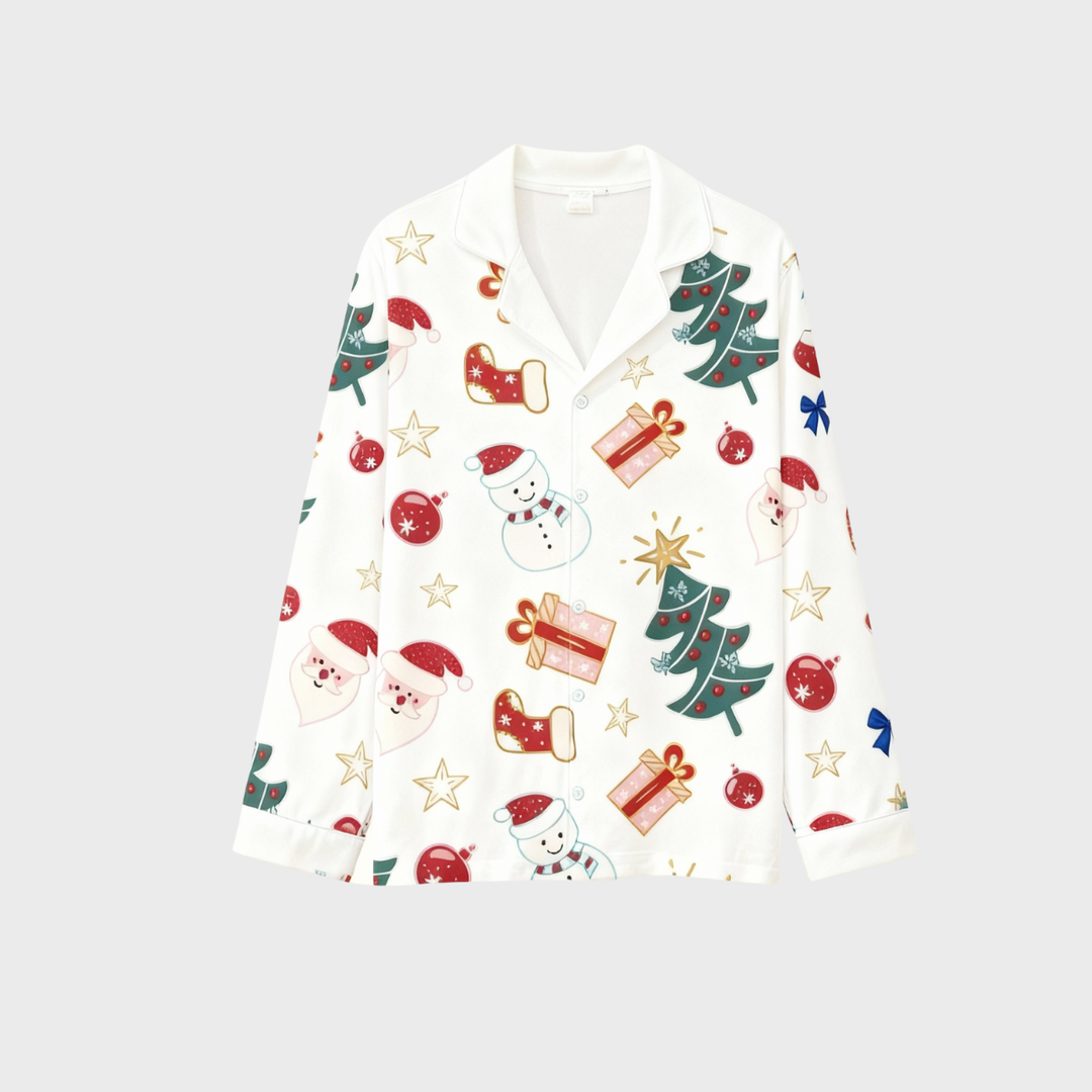 Drune | Weihnachtskragen Button-Up Schlafanzug Set für die Familie