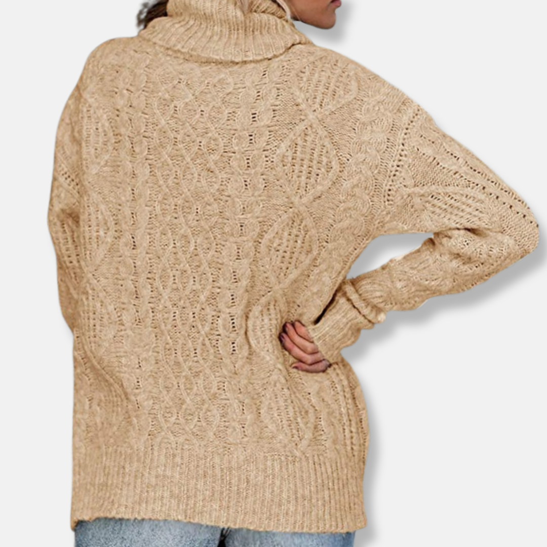 Drune | Rollkragenpullover - Kabelstrick Tunika-Längenpullover