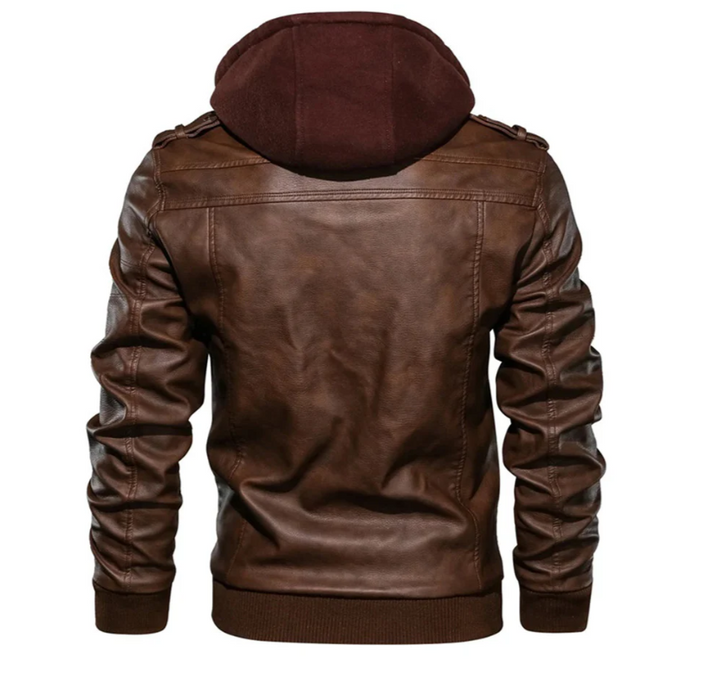 Drune | Lederjacke Mit Kapuze Für Herren