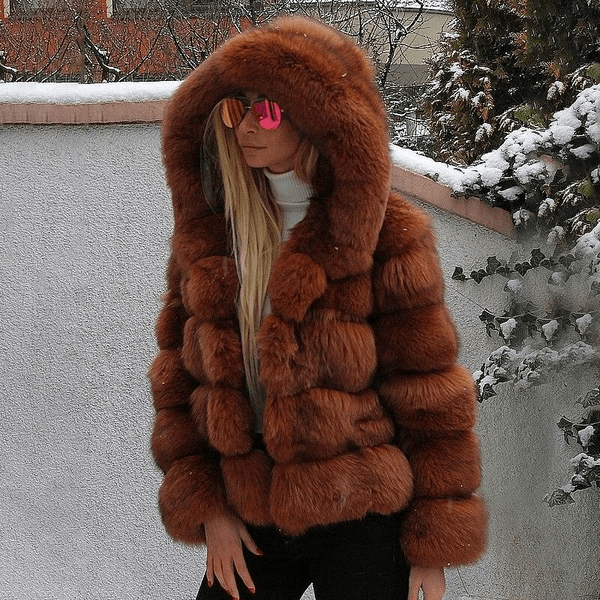 Drune | Oversized Kunstpelz-Mantel - Plüsch & Warm - Kapuzen-Winterjacke