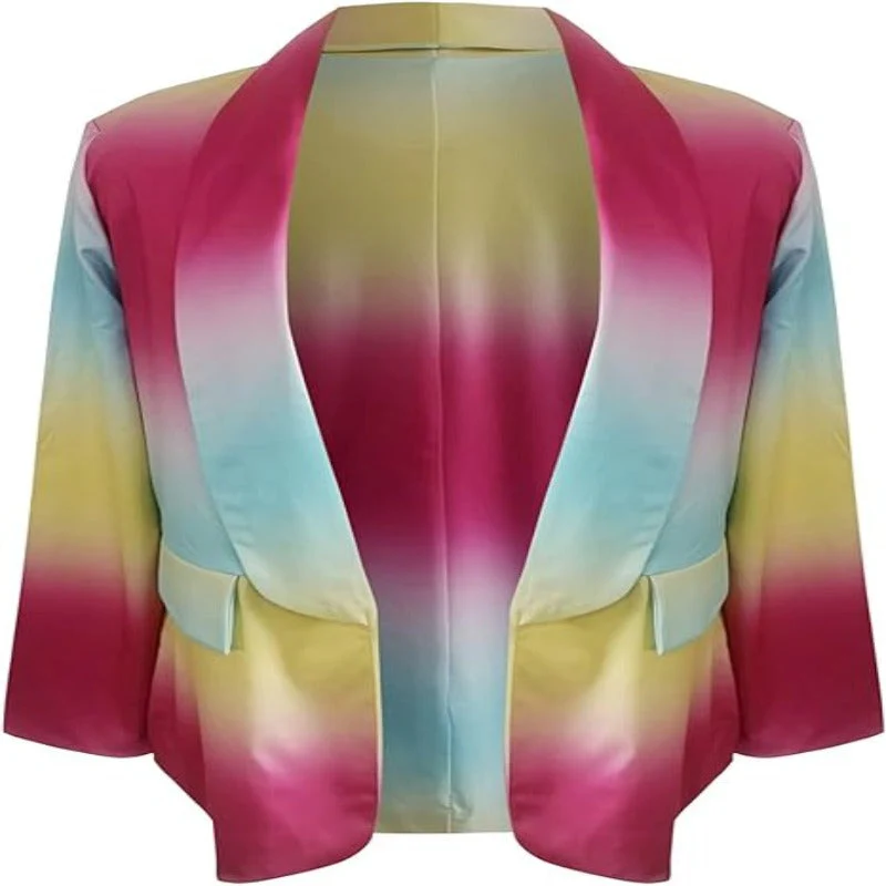 Drune | Damen Ombre Offene Front Blazer, Lange Ärmel, Lässige Passform