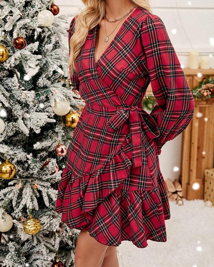 Drune | Weihnachts V-Ausschnitt Schwingkleid