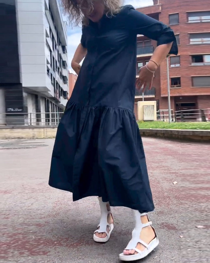 Drune | Einfarbiges Lässiges Langarmkleid
