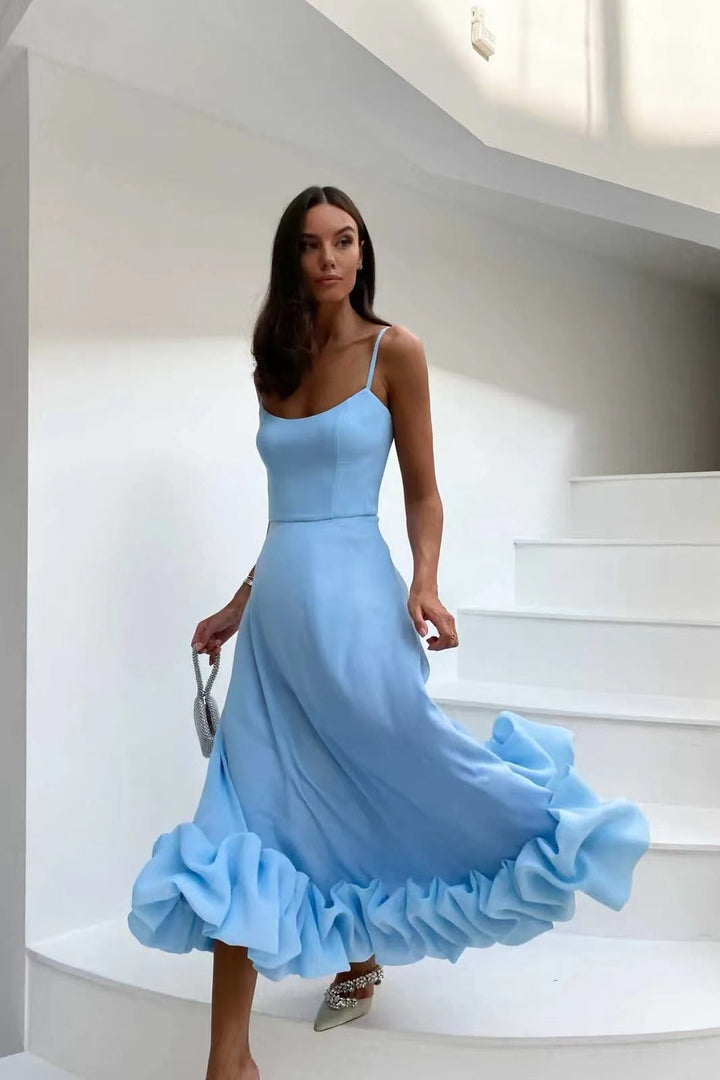 Drune | Elegantes Maxikleid mit Gerafftem Saum für Damen
