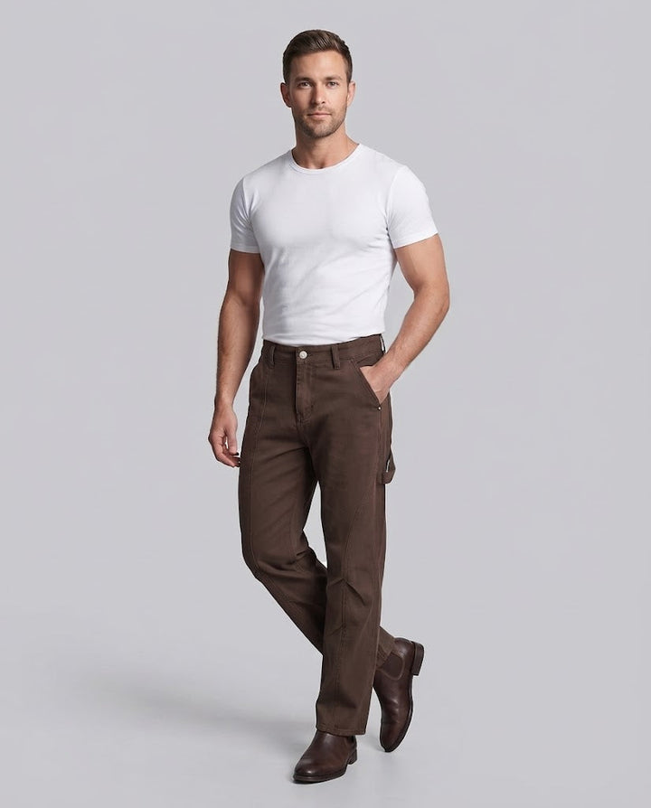 Herren Carpenter-Hose aus robustem Baumwoll-Twill mit weitem Bein Drune