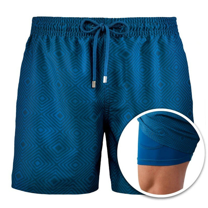 Drune | Bedruckte Herren Badeshorts Mit Doppelter Schicht Für Den Sommer