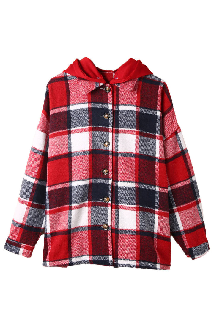 Drune | Gitterhemdenjacke mit Kapuze Polyester Lässig und Trendy
