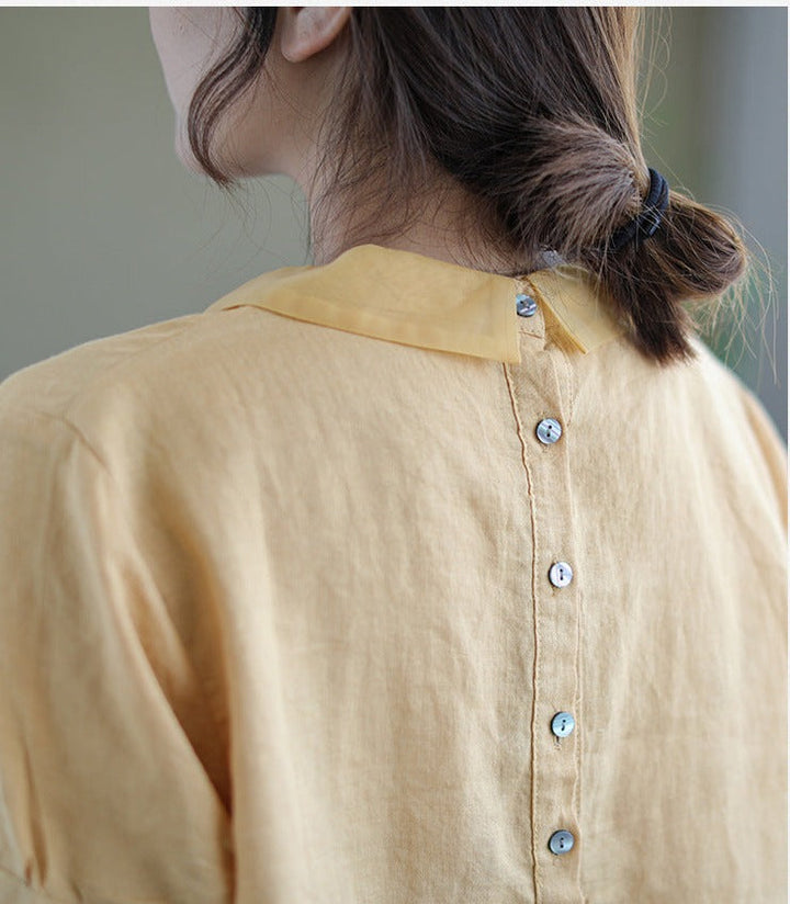 Drune | Leinen Vintage Bluse für Damen - Stilvolle und Bequeme Bluse