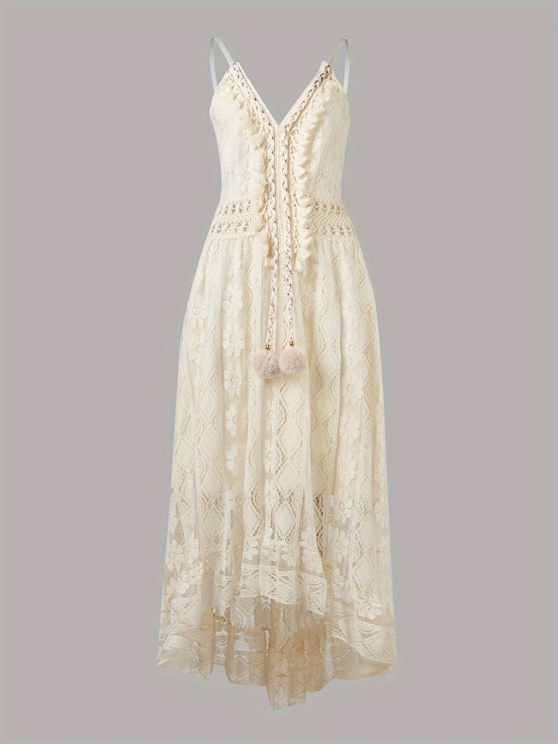 Drune – boho-maxi-sommerkleid mit spaghettiträgern und v-ausschnitt