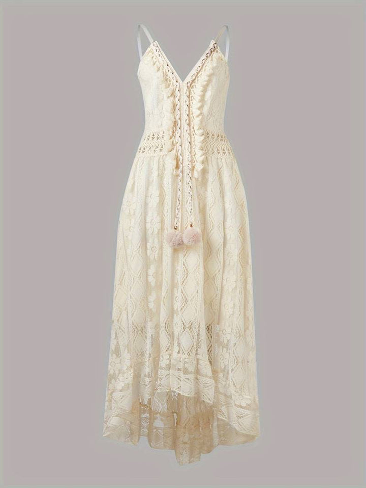 Drune – boho-maxi-sommerkleid mit spaghettiträgern und v-ausschnitt