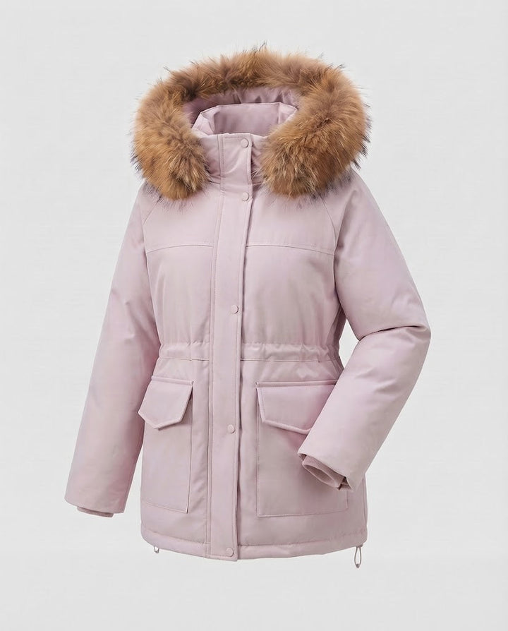Damen Wattierter Thermo-Parka mit großvolumiger Kunstfellkapuze und Utility‑Taschen Drune