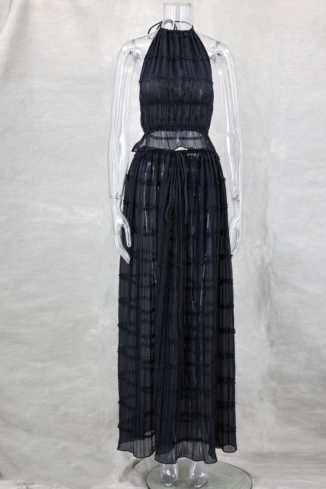 Drune | Neckholder Spitzenweste langes Kleid Set