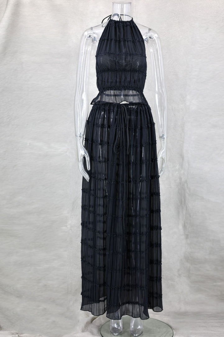 Drune | Neckholder Spitzenweste langes Kleid Set